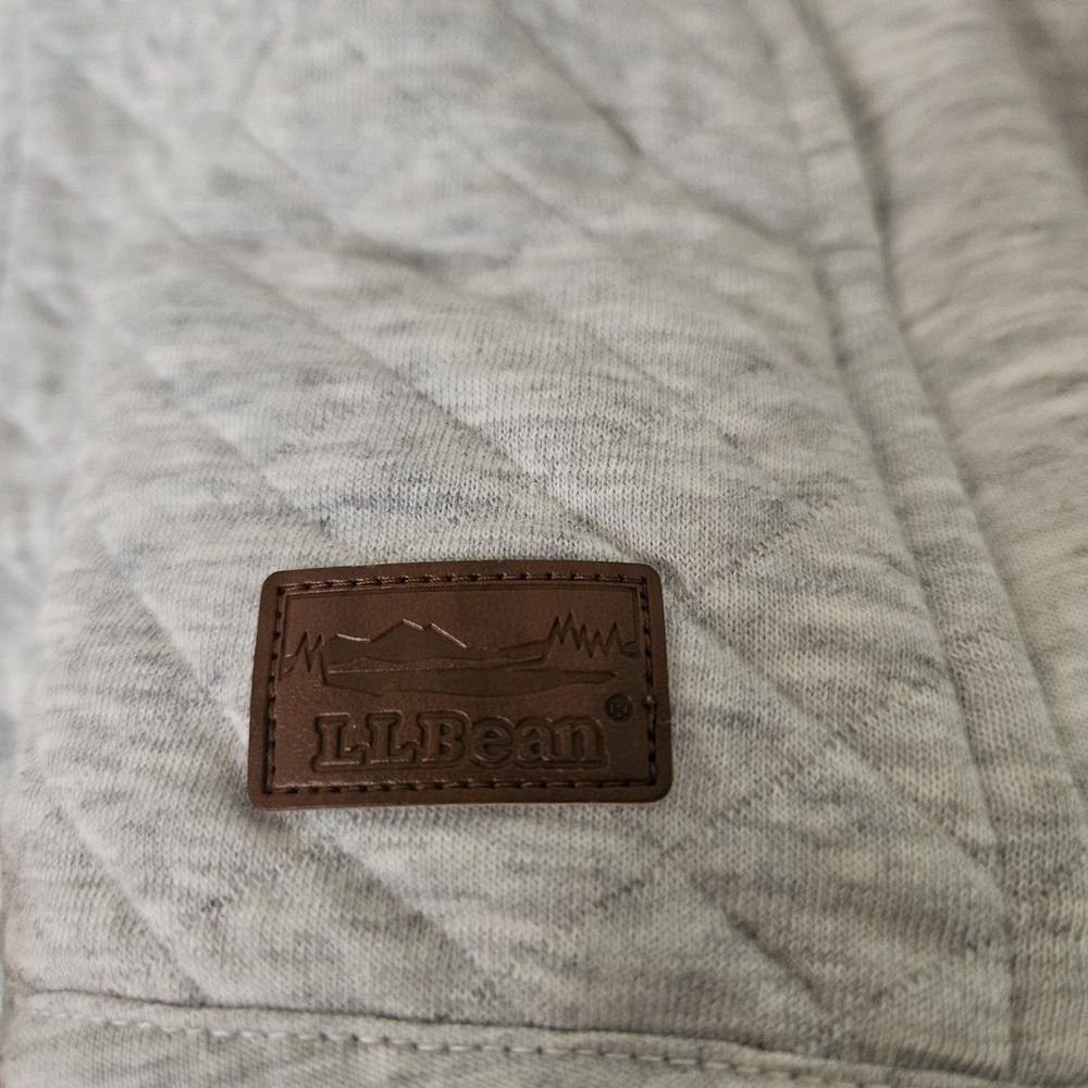 LL Bean Jacket Sweater S Grey Quilted Knit Full Zip Pockets Casual Layering Cozy - Picture 2 of 8